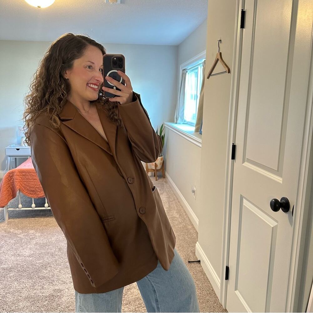 Rebecca Minkoff Brown Faux Leather Jacket XL - Picture 6 of 16